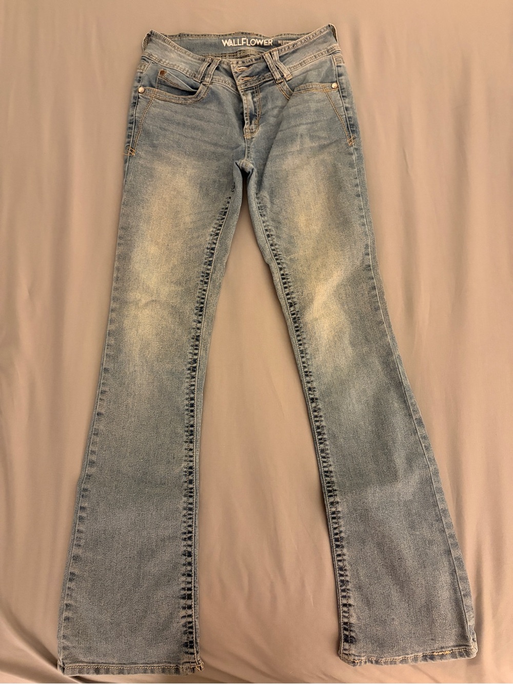 Wallflower Y2K Light Blue Flare Jeans - Faded Denim